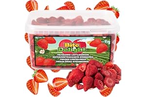 Bite & Delight Truskawki Liofilizowane - Delikatnie Liofilizowane Truskawki w Plasterkach - Bez Dodatków - Truskawki Suszone - Owoce Suszone - Czyste Owoce - 5000 ml