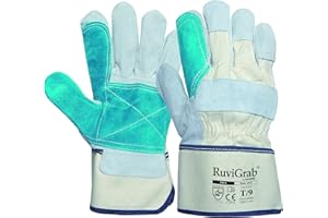Ruvigrab - Guante americano serraje reforzado | Trabajos pesados | Guantes cactus| Guantes jardin |Guantes para mecanicos, Construcción, Agricultura | Guante trabajo hombre y mujer