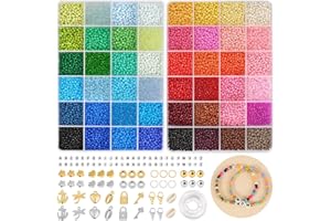 EUES 3mm Abalorios para Hacer Pulseras，Cuentas para Pulseras，Kit Pulseras Bolitas Abalorios Set para El Mejor Partido para Conciertos y Festivales de Música