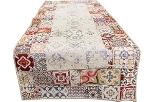 GIURI TESSUTI - RUNNER Centrotavola in tessuto Gobelin Jacquard, Realizzato a mano in Italia (RUNNER - QUADRATI PICCOLI)