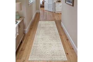 PureCozy Vintage Beige Runner Rug 60x180cm Washable Long Carpet | Non Slip,Long Rugs,Corridor Carpets,Bedroom,Bedside,Kitchen,Lounge,Home,Office,Decoration Low Pile