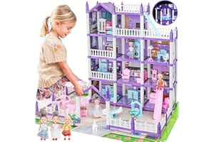 GIRLDIARY Puppenhaus mit Möbeln, Haushaltsgegenstände Zubehör, DIY Cottage Pretend Play Puppenhaus, Kinder Jungen Mädchen Spielzeug Geschenk für Kleinkind Puppenhaus für Alter 6+