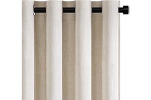 Topfinel Cortinas Dormitorio Marfil Visillos Salon Habitacion de Raya Gasa Suave Elegantes Translucidas Boho Cortina con Ojales Modernas Decorativas Lino 2 Piezas 140x245cm