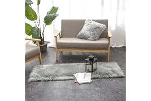 Teppich Wölkchen Schaffell Lammfell Imitat Fellteppich Kunstfell Teppich - Tischläufer Fell, Fell Läufer Flur, Bettläufer - Grau - 50x150 cm