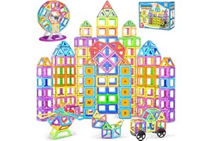 COOLJOYA Magnetische Bausteine 136 Teile, Magnetspiel STEM Magnetbausteine, Montessori Spielzeug ab 3 Jahre, Magnete Kinder ab 3 4 5 6 7 Jahren für Jungen und Mädchen