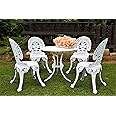 Art & Abode Regalia Series Cast Aluminium Furniture Set Includes 1 Round Coffee Table & 4 Bistro Chairs for Garden, Balcony, Patio, Rooftop & Dining | Durable Cast Aluminium Patio Furniture (White)