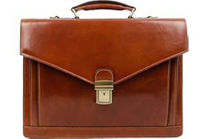 Time Resistance Porte Document Homme en Cuir, Sac Bandoulière en Cuir Pleine Fleur Fabriqué à la Main en Italie pour Ordinateur Portable Cartable Homme