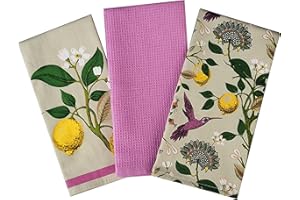 SiXsigma Sports Pack of 3 Tea Towels For Kitchen - Premium Cotton Decorative Kitchen Towel Linen for Cooking, BBQ, Baking & Dish Drying - Ideal For Women & Men (Purple)