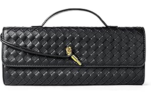 JORYIN Woven Purse for Women Evening Clutch Woven Leather Handbags Crossbody Bag Formal Evening Bag
