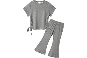 Miipat Bambine Set di Vestiti Top a Maniche Corte Abbinato Pantaloni 2 Pezzi Outfit Casual Morbidi per Bambine Abbigliamento Estivo per Ragazze da 18 Mesi 7 Anni