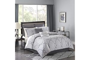 Madison Park All Season Down Alternative Cover with Complete Sheet Set, Polyester, LaVine, Silver, Queen(90"x92")