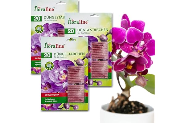 floraline® 60 bâtonnets d'engrais pour orchidées jusqu'à 100 jours (par bâtonnet), de magnifiques fleurs avec croissance et fleurs saines, utilisation douce