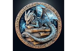 Puzzle 1000 Teile Erwachsene, Klassische Puzzles Runden, Blauer Bücher Drache, 67.5 x 67.5cm Jigsaw für Erwachsen, Blaue Papierkarte Unregelmäßige Einzigartige Puzzle für Familie Freunde