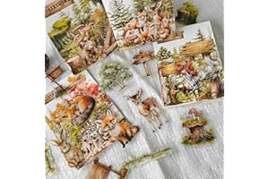 FREKYAR Forest Scrapbooking Accessori Kit,100 Pezzi Adesivi per Scrapbooking with Animals per Scrapbook,Bullet Journal,DIY Crafts,Painting,Junk Journal,Diario(Forest Animals)