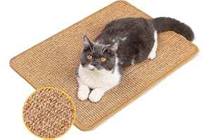 Conlun Tapis Griffoir pour Chat Mural,Grattoir Chat en Sisal Naturel,Poteau Griffoir Chats Horizontal pour Aire de Jeux Murale pour Chat,Protège Les Meubles et Les Canapés(M,60X40cm)