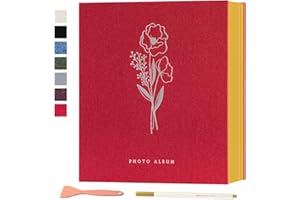 Lanpn Album fotografico autoadesivo per album di foto in lino, pagine magnetiche appiccicose, contiene diverse dimensioni 10x15cm 13x18cm immagini A5 (40 fogli piccoli / 80 pagine, rosso)