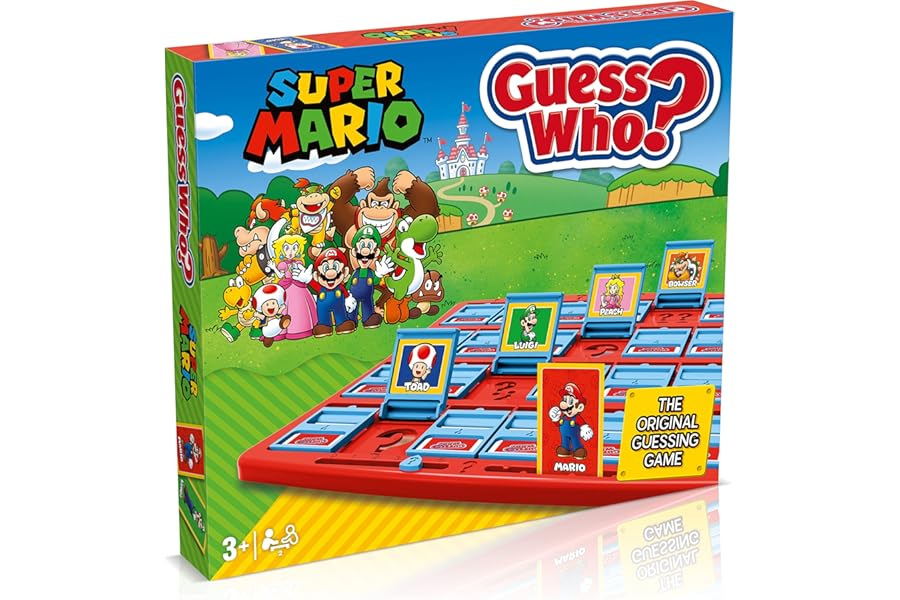 Winning Moves Super Mario Guess Who? Board Game, Play with classic Nintendo characters including Mario, Luigi, Peach, Bowser, and Donkey Kong, 2 players makes a great gift for ages 3 plus