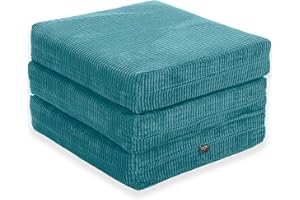 Gilda Adult Z Bed Futon Mattress Chair Footstool Morphing Furniture (4KG Budget Fibre, Teal)