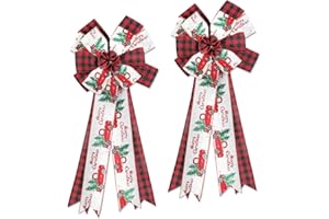 Kieswan 2 Stück Weihnachtsschleifen Rote, Groß Schleifen Weihnachtsbaum Bow Decor Baum Bowknot für Winter Weihnachtsbaum Kamin Haustür Party Deko (Größe: 27cmx56cm)