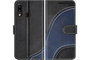 BoxTii Hülle für Galaxy A20E, Leder Handyhülle für Samsung Galaxy A20E, Ledertasche Klapphülle Schutzhülle mit Kartenfächer und Magnetverschluss, Schwarz