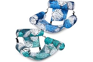 ‎SLOOSH SLOOSH Aufblasbare Wasser Pool Luftmatratze für Erwachsene, 2er schwimmende Pool-Flöße, Aufblasbare Pool-Schwimmsitze für Erwachsene, Schwimmstuhl für Partys, Sommer,Wasser, Strand, Tropische Blätter