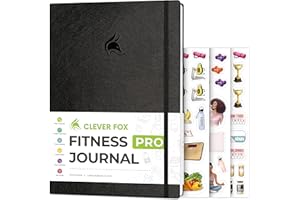 Clever Fox Fitness Journal PRO – Workout & Meal Planner with Habit Tracker – Exercise Log Book – Fitness Planner, 6 Months (Black)