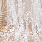 GORGECRAFT 300x150cm White Chantilly Lace Fabric French Eyelash Lace Floral Embroidery Fabrics Scalloped Edge Nylon Vintage T