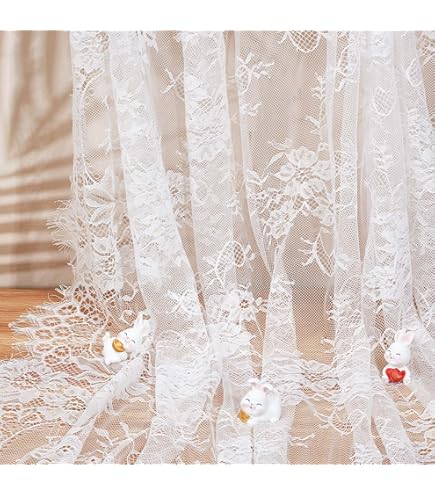 Tessuto Pizzo Ricamato Con Fiori 3D E Quadrifogli - 1 Yard Per Cucito, Vestiti, Decorazione