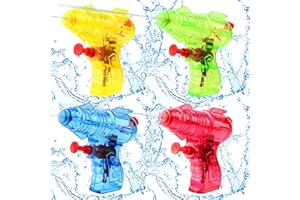 LDUMODUW Mini-Wasserpistole für Kinder, 4 Stück, transparente kleine Wasserpistole, kleine Wasserpistole, Sommergeschenke, Schwimmbad, Strand, Outdoor, Wasserkampfspielzeug für Kinder