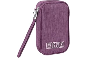 Tunejoy Bolsa para Cables de Viaje Portátil Electrónico Accesorios Organizador Impermeable Pequeña Estuche para Cargador Banco de Energía 18,5 * 11,5 * 2,5 cm Púrpura