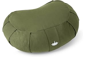 Lotuscrafts Zafu Meditationskissen Halbmond Siddha - Sitzhöhe 15cm - Yogakissen Halbmond mit Dinkelfüllung - Waschbarer Bezug aus Bio-Baumwolle - GOTS Zertifiziert