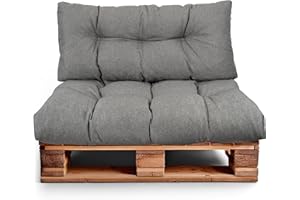 ‎BEST WOOL Best Wool Palettenkissen Set – Sitzkissen für Europaletten – Palettenpolster, Gefüllt mit Granuliertem Poulirette-Schaum – Inkl. Sitzkissen 120x80 +Rückenlehne 120x40