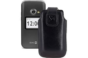 Suncase Original Tasche kompatibel mit simvalley Mobile Klapphandy XL-965 Hülle Leder Etui Handytasche Ledertasche Schutzhülle Case in schwarz