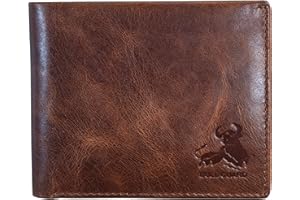 BULL GUARD Mens RFID Blocking Bifold Wallet Soft Genuine Leather Brown Western