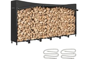 Outsunny Legnaia da Esterno in Acciaio, Portalegna da Esterno con Copertura Impermeabile Oxford 600D, Struttura Regolabile e Catene in Metallo, Porta Legna Rialzato, 0.8m³, 235x31x116 cm, Nero