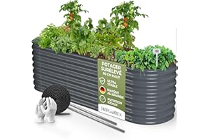 HOFGARTEN 200x60x60 cm Potager surélevé de Jardin | Bac Potager extérieur en métal à Fond Ouvert | Acier galvanisé Premium - Durable, Inoxydable | Lit surélevé modulaire 6en1 QuickGrow+ (Anthracite)