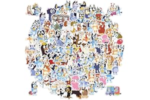 HXLEUCRY Zestaw 100 naklejek Bluey Graffiti dla dzieci, wodoodporne naklejki dla dziewcząt i chłopców, walizka, deskorolka, laptop, lodówka, rowery, DIY, scrapbooking, zabawka, dekoracja, urodziny dziecka