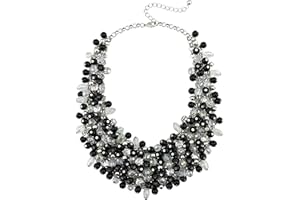 Bocar Collana da donna alla moda, con colletto grosso e cristalli, set di collana e orecchini, fatto a mano, regalo per lei