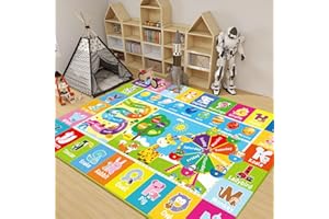 DINSUMRUG Kids Rug for Playroom, Baby Playmat with Alphabet, Month, Weather, Week and Shapes ABC Educational Rug, Play Carpet for Bedroom Classroom (150X100 CM, Ferris Wheel)