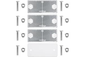 YOUR DAY MATE Reflectores para Atornillar, 4 Uds, Blanco, 90 x 40 mm, Marca de E, con Tornillos M5 + Tuercas, Reflector de Seguridad Remolque, Caravana, Poste, Captafaro, Derecho, Izquierdo, Catadioptrico Remolque