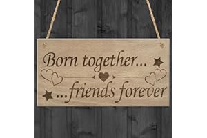 RED OCEAN Targa da appendere con scritta "Born Together Friends Forever Twins", idea regalo