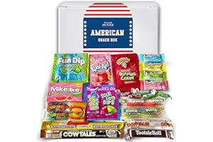 William Hunter American Sweets Gift Box - Letterbox Size Wide Selection Sweet Hamper, Great Value American Sweet Hamper for Children or Adults, Mystery Box of Iconic American Candy