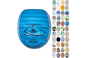 Sanilo Abattant WC frein de chute, Grande sélection de lunettes de toilette avec abaissement automatique, Fixation facile (Gouttes)