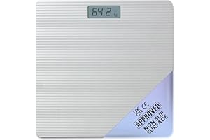 PUREFIT Digital Bathroom Scale for Measuring Body Weight - Ultra Slim, High Precision, Smart Scale with LED Display - Weighing Scale with Battery Included LB/KG/ST Max Weight 180KG