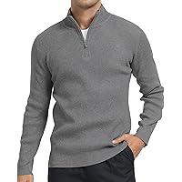 COOFANDY Heren Trui 1/4 Ritssluiting Coltrui Gebreide Trui Wintertrui Pullover Lange Mouw Ritssluiting Jumper Coltrui Trui Werk Sweater voor Mannen Wit L