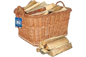 KOTARBAU® Weidenkorb für Brennholz - Holzkorb für Kaminholz - Erntekorb - 55x45 cm - Kaminholzkorb mit Henkel - Holz Tragekorb - Brennholzkorb - Weide - Natürlich - Naturfarbe