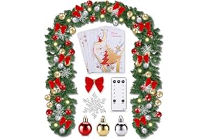 ONBEST Weihnachts-Girlande 5m mit Beleuchtung 100 LEDs warmweiß – Fernbedienung, Timer, 7 Lichteffekte – Weihnachtsdeko Tannengrün mit Lichterkette & Deko für In- & Outdoor (5 Meter