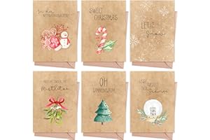 MAFAB PRODUCTS Weihnachtskarten mit Umschlag Set (12 Stück) - A6 Klappkarten für Weihnachten - Christmas Postkarte mit Umschlägen für deine Weihnachtsgrüße - Coole Weihnachtspostkarten mit und ohne Sprüche