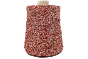 CHICCA TUTTO MODA Rocca 500 grammi 850 metri per Lavoro a Maglia e uncinetto Ferri 5-6 Misto Cotone Viscosa Lurex made in italy alta qualità (Rosso Dorato)