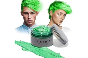 MIFELOY Temporary Green Hair Color Wax 120g, Instant Hairstyle Cream Dye, Disposable Coloring Mud for Men Women Youth, Natural Washable Styling Pomades for Party Cosplay DIY Halloween
